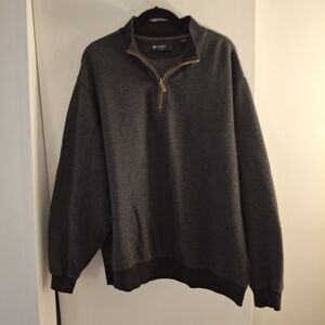 Cremieux Men's Charcoal Sweater with Quarter-Zip And Black Accents